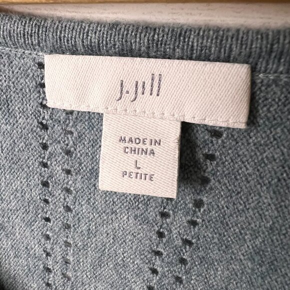 J Jill Sweater Size Large Faded Teal Long Sleeve Dolman Sleeve Knit 3/4 Sleeve - Picture 2 of 16